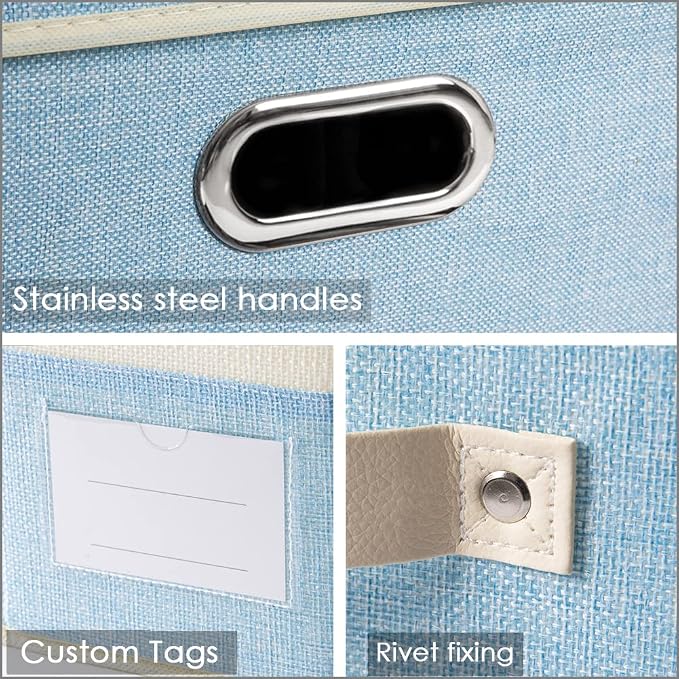 PRANDOM Fodable Storage Bins for Closet Decorative Fabric Storage Baskets Cubes - Image 3