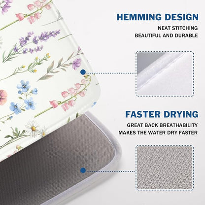 Spring Floral Dish Drying Mat for Kitchen Counter 18 x 24 Inch Colorful Flowers - Image 4