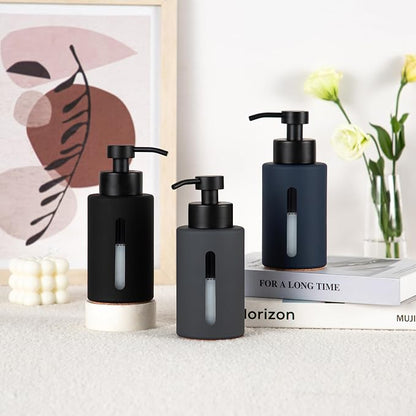 Enra Glass Hand Soap Dispenser, 12oz Navy Blue Liquid Bathroom Soap Dispenser - Image 7