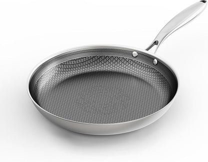 COOKER KING 12-Inch Stainless Steel Pan, Hybrid Nonstick Frying Pan, 3-Ply Clad by cookerking