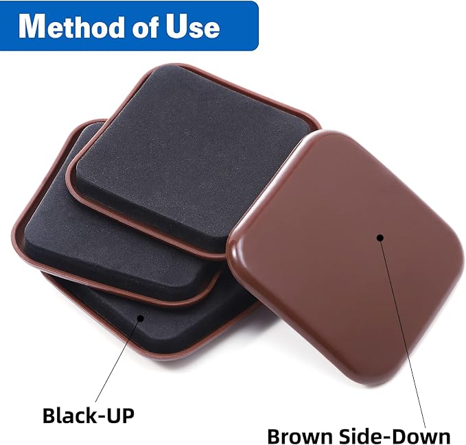 Square Furniture Sliders for Carpet, Reusable Furniture Movers Sliders - Image 3