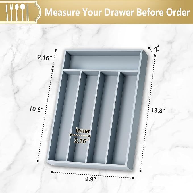 Silverware Organizer, 2 Pack 10 Inch Utensil Organizer Kitchen Drawer Organizer - Image 2