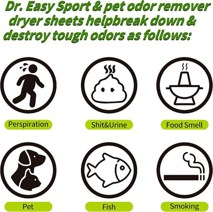 Dr.Easy SPORTS & PETS ODOR REMOVER Fruits Fresh Dryer Sheets, 200 Sheets - Image 2