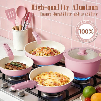 Umite Chef Pots and Pans Set Non Stick, RV Kitchen Cooking Set - Image 3