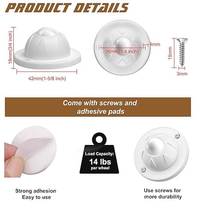 PlusRoc 16 Pack Self Adhesive Caster Wheels - Image 2