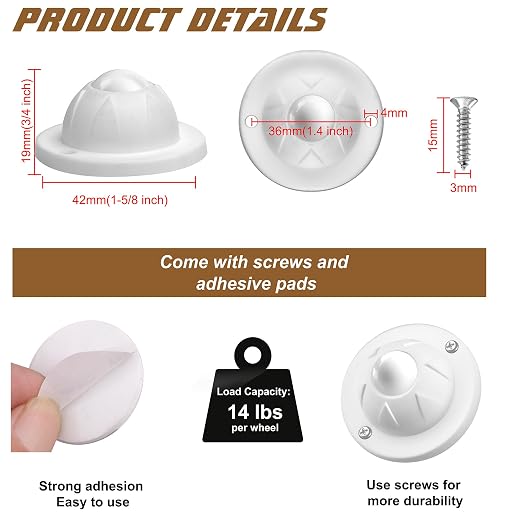 PlusRoc 4 Pack Self Adhesive Caster Wheels - Image 2