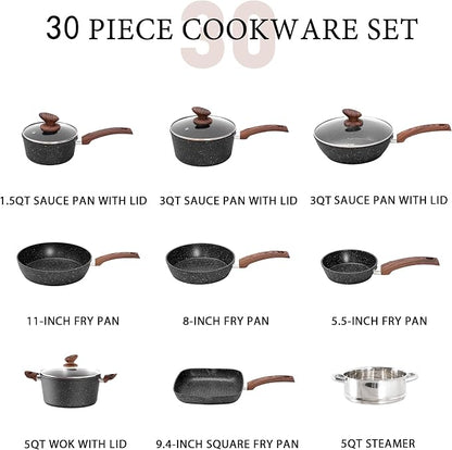 MAISON ARTS Pots and Pans Set Non Stick, 30 Piece Kitchen Cookware & Bakeware - Image 5