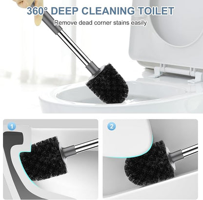 SetSail Toilet Brush and Holder 3 Pack, Self Closing Lid Toilet Bowl Brushes - Image 6