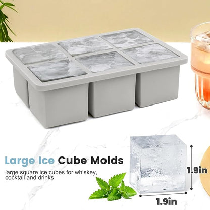 Large Silicone Ice Cube Tray 2Pack, SAWNZC Big Square Ice Cube Molds - Image 4