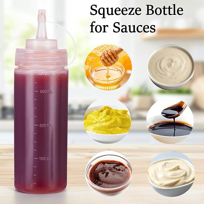 Condiment Squeeze Bottles Ketchup Dispenser, 6 Pack 12oz Squeeze Bottles - Image 5