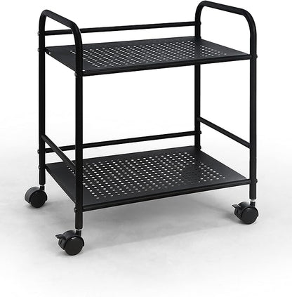 SunnyPoint 2-Tier Metal Rolling Utility Cart – Mobile Storage Shelf - Image 7