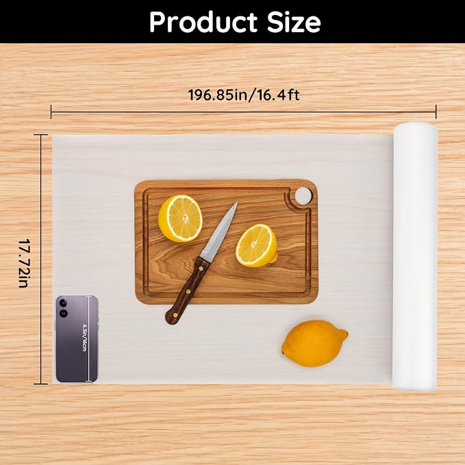 Kitchen Cabinet Liners for Shelves, 17.7" W x 197" L x 0.02" T, Non Adhesive - Image 2