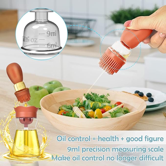 Oil Dispenser with Brush-2 Pack 7oz/200ML 2 IN 1 Glass Cooking Oil Dispenser - Image 4