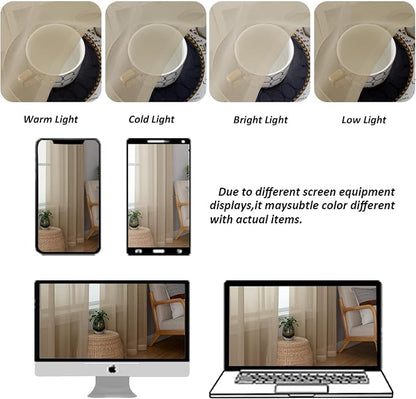 Chyhomenyc Taupe Sheer Curtains 96 inches Long 2 Panels, Light Filtering Soft - Image 5