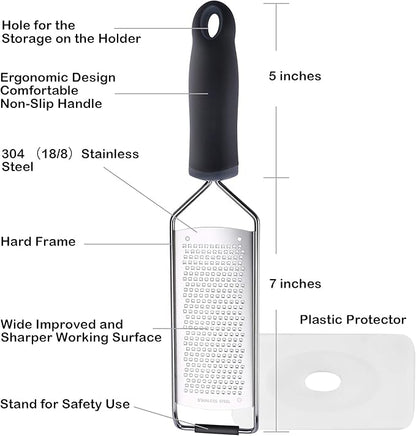Stainless Steel Cheese Grater, Ergonomic Soft Handle Lemon Ginger Potato Zester - Image 2