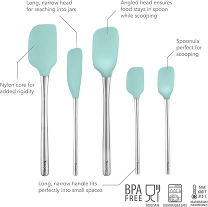 Tovolo Stainless Steel Handled Silicone Spatula Set of 5, Dishwasher Safe - Image 4