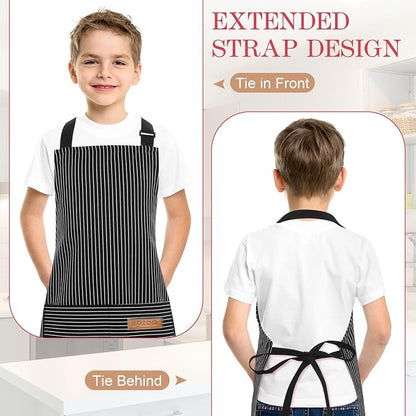 2 Pack Stripes Kids Apron, Kids Cooking Aprons - Image 4