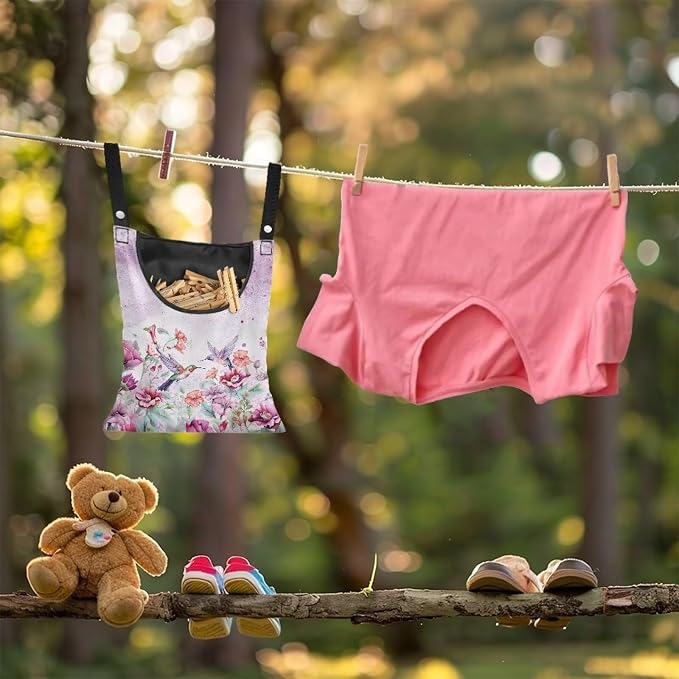 Hummingbird Adjustable Door-Hanging Laundry Clothespin Bag Clothespin Storage - Image 4