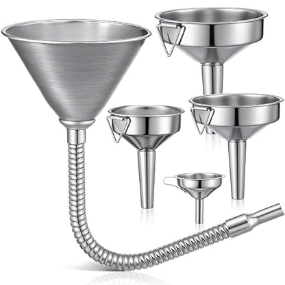 Blulu Set of 5 Stainless Steel Flexible Oil Funnels by Blulu