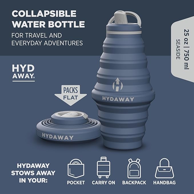 HYDAWAY 25oz Collapsible Water Bottle - BPA-Free, Leakproof, Lightweight, and Space-Saving - Perfect for Hiking, Travel, and All-Day Hydration