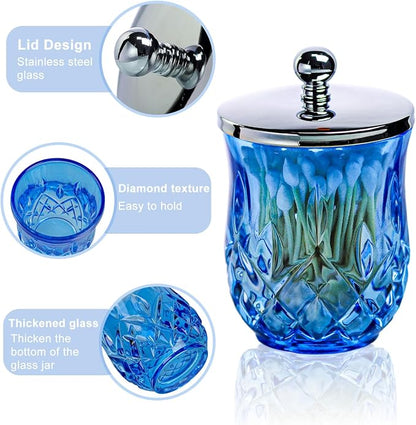 Qtip Holder, 10Oz Blue Glass Apothecary Jars - Image 4