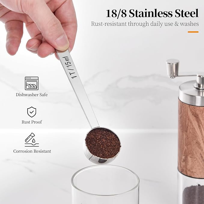 Long Handle Coffee Scoop: 5.64 Inch 18/8 Stainless Steel 1 Tablespoon Metal - Image 3