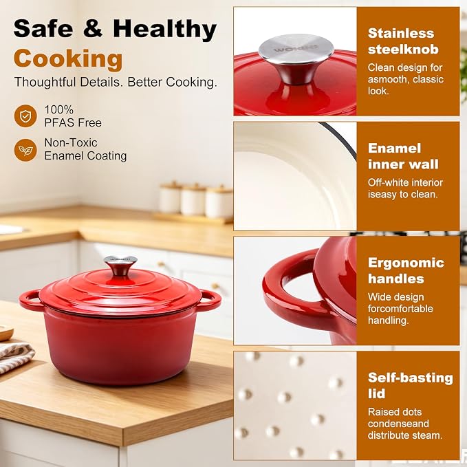 Enameled Cast Iron Dutch Oven - 4QT Pot - Image 6