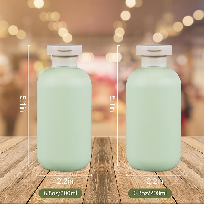 6.8oz Squeeze Bottles with Flip Cap, Refillable Plastic Travel Bottles for Creams, Lotion, Shampoo, Conditioner (2 Pcs)