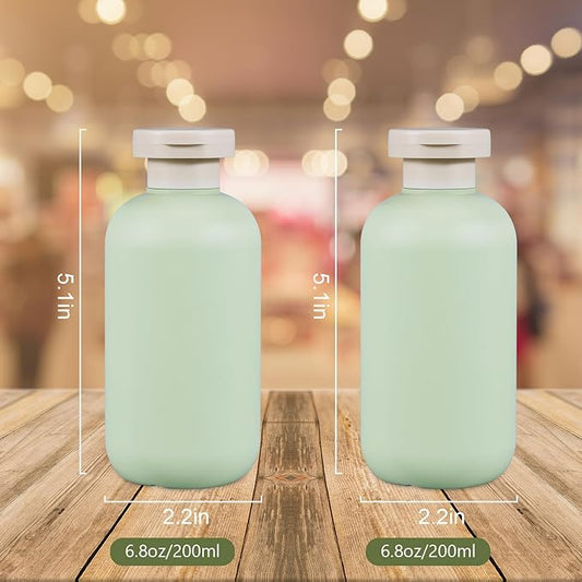 6.8oz Squeeze Bottles with Flip Cap, Refillable Plastic Travel Bottles for Creams, Lotion, Shampoo, Conditioner (2 Pcs)