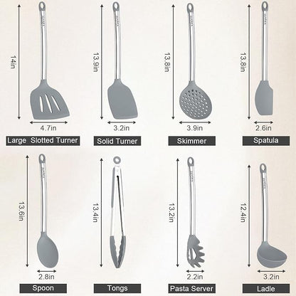 8 PCS Cooking Utensils Set, Vayvnt Silicone Kitchen Spatula Set - Image 2