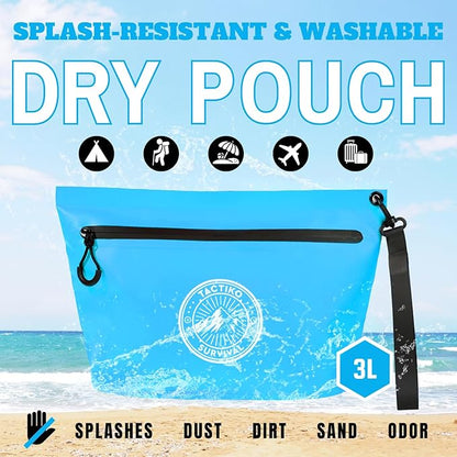 Tactiko Heavy-Duty Splash Water Resistant Zipper Pouches - Hold-All Organizers for Dry Bags, Travel Bags (Blue)