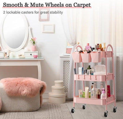 Danpinera 3-Tier Rolling Cart, Metal Storage Cart - Image 4