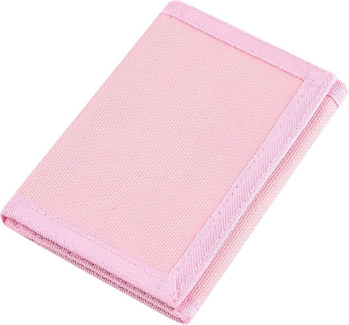 NEICY RFID Blocking Canvas Wallet for Men and Women - Camo Trifold Outdoor Sports Wallets with Magic Sticker for Teen Kids (Pink)