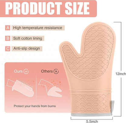 Silicone Oven Mitts, Heat Resistant 2PCS Oven Mitts - Image 2