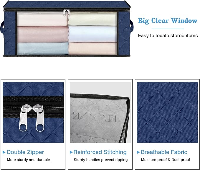 HomeHacks Storage 4-Pack Clothes Organizer Storage Bags Foldable Storage Box - Image 4