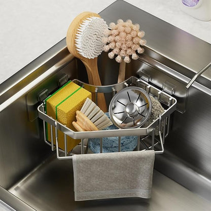 Corner Sink Organizer, Self-Adhesive Kitchen Storage Rack by AMOICHIC