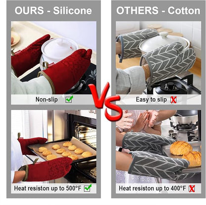 KEGOUU Oven Mitts and Pot Holders 6pcs Set, Kitchen Oven Glove High Heat - Image 5