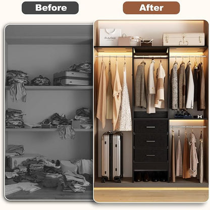 4FT Small Closet System with 3 Fabric Drawers, Flexible Built-In Clothes - Image 3
