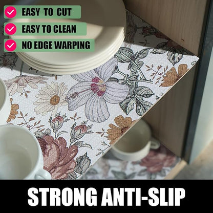 Floral Drawer Shelf Liners, 16IN x 10FT Non Adhesive and Strong Non-Slip - Image 2