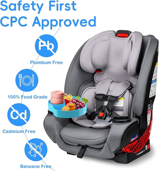 [2 Packs Blue & Pink] Kids Car Seat Tray, Travel Tray with Cup Holder for Toddler Baby, Kids Car Seat Food Snack Organizer for Road Trip, Stroller snack Organizer Travel Must Haves Toddler Must Haves