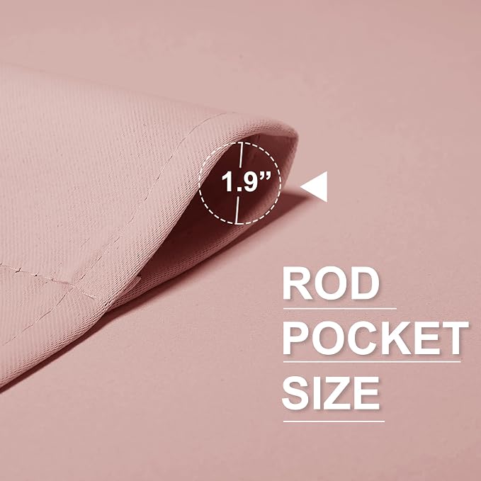 RYB HOME Peach Blush Rod Pocket Blackout Curtains - Image 3