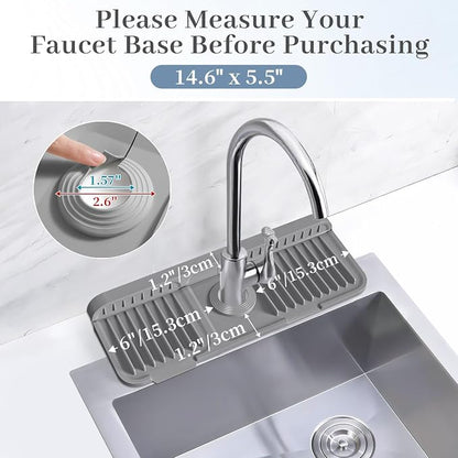 PoYang 14.6 inch Faucet Mat for Kitchen Sink Splash Guard, 7° Slope Silicone - Image 3
