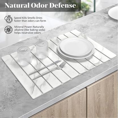 Large Stone Dish Drying Mats for Kitchen Counter, Fast Drying Collapsible Dish - Image 3