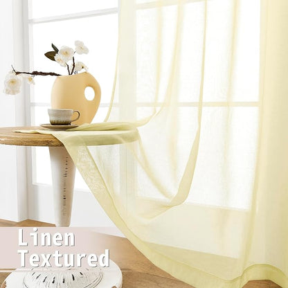 Tollpiz Sheer Door Curtains Closet Linen Textured Curtains Sheer Doorway Light - Image 4