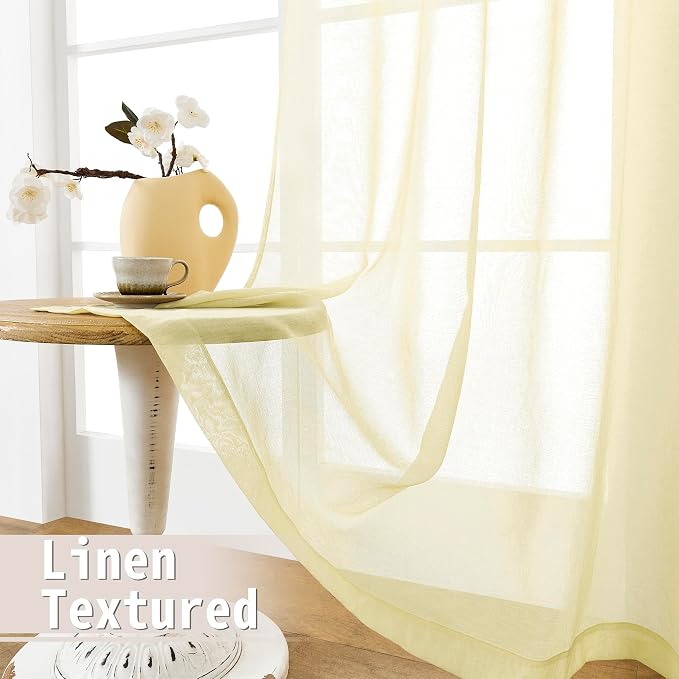 Tollpiz Sheer Door Curtains Closet Linen Textured Curtain Sheers Doorway Light - Image 4