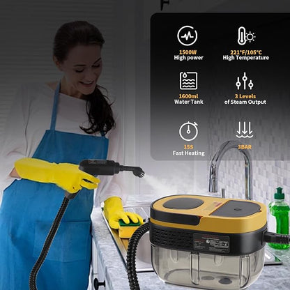 Steam Cleaner, 3-Level Adjustable Handle, 15s Heat-Up, 1.69 Quarts Tank - Image 5