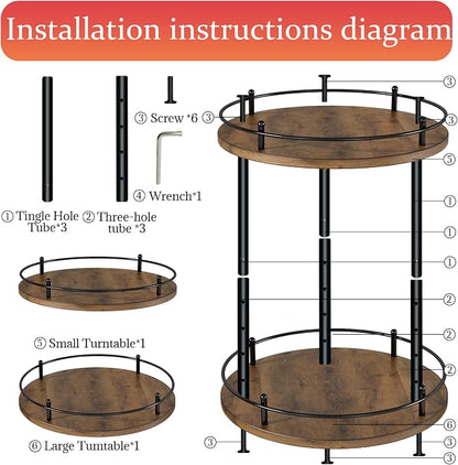2 Tier Lazy Susan Organizer, 2-Tier Spinning Spice Rack - Image 5