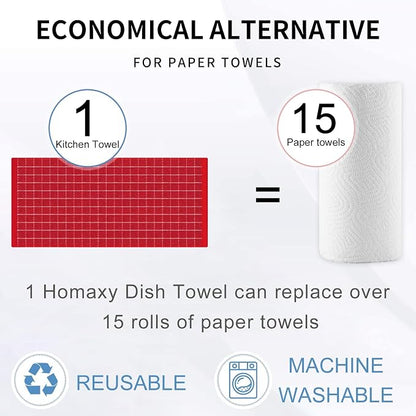 Homaxy 100% Cotton Terry Kitchen Towels, Checkered Designed, Soft and Super - Image 7