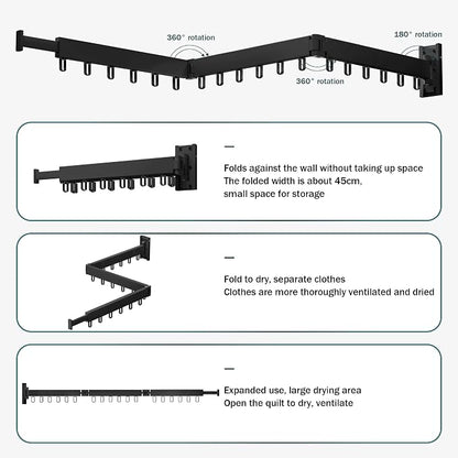 Clothes Drying Rack, Laundry Drying Rack, Clothes Rack Wall Mount, Wall Mounted - Image 4