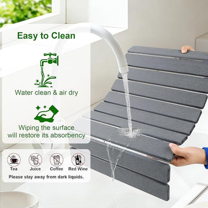 Large Stone Drying Mat for Kitchen Counter, Collapsible Stone Dish Drying Mats - Image 5